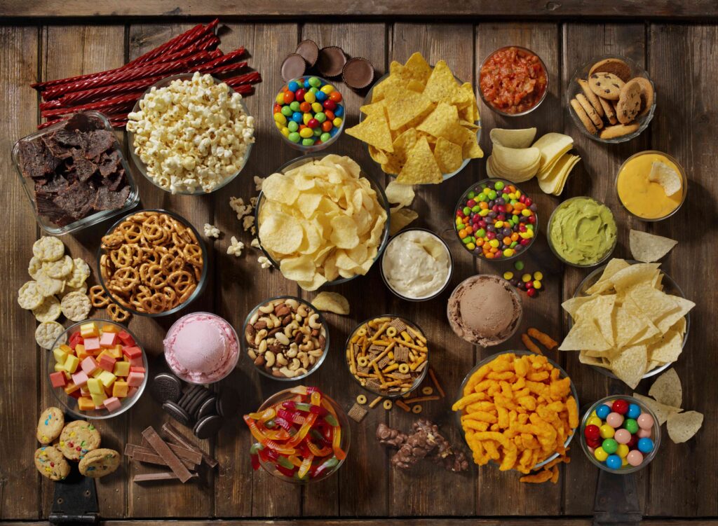 A table full of different types of snacks.