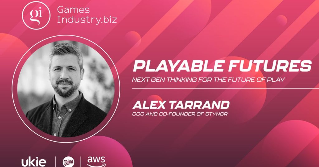 A picture of alex tarrand with the words " playable future."