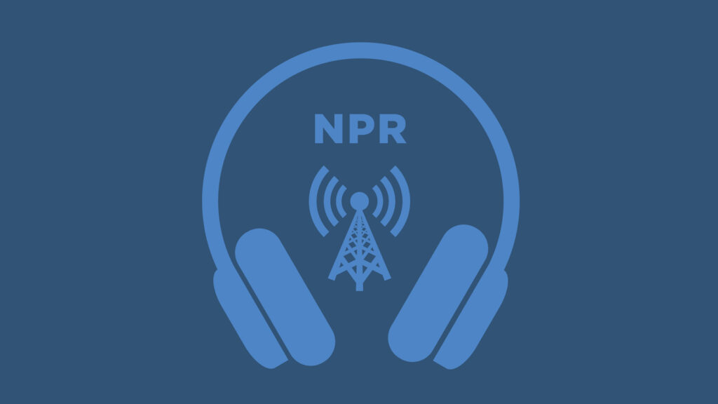 A blue icon with headphones and the word npr