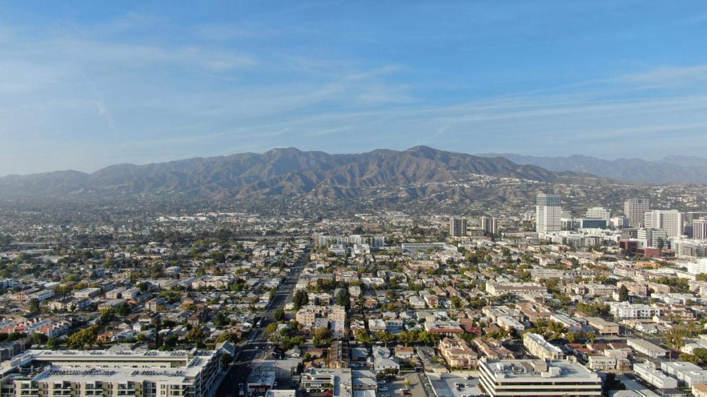 A view of the city from above.