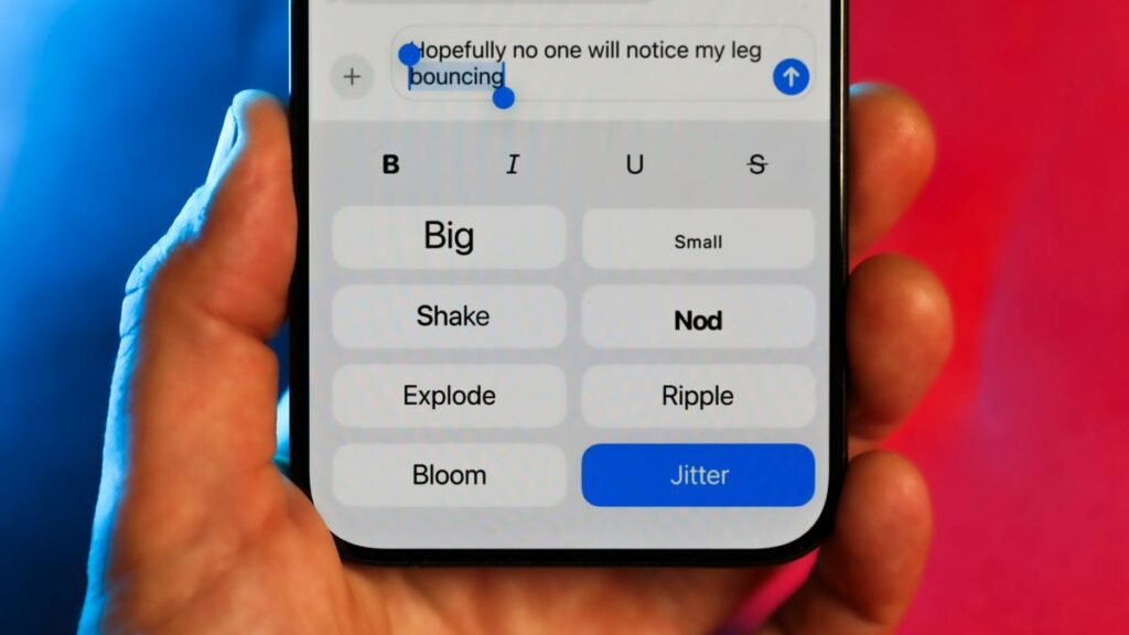 A person holding their phone with the text " big " on it.