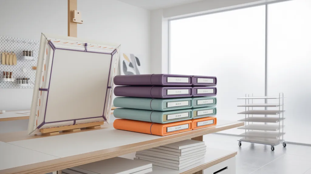 A stack of books on top of a desk.