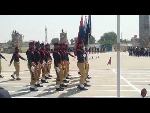 Razaqabad SBBE.PTC Karachi passing out Eglite 43 batche👮♂️ Police cadets marching in formation outdoors.