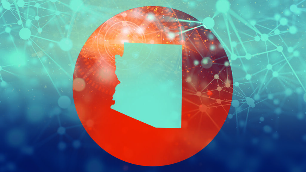 Abstract design with Arizona state silhouette.