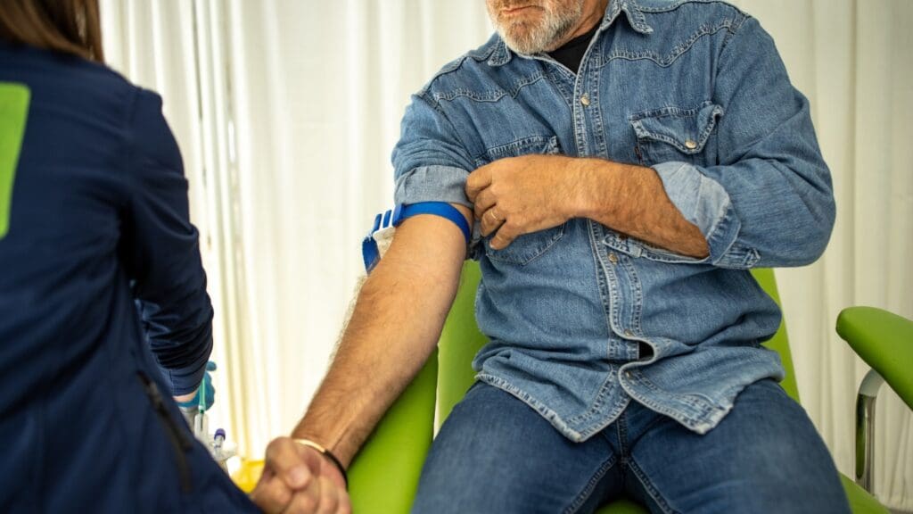 Man preparing for a medical blood test.