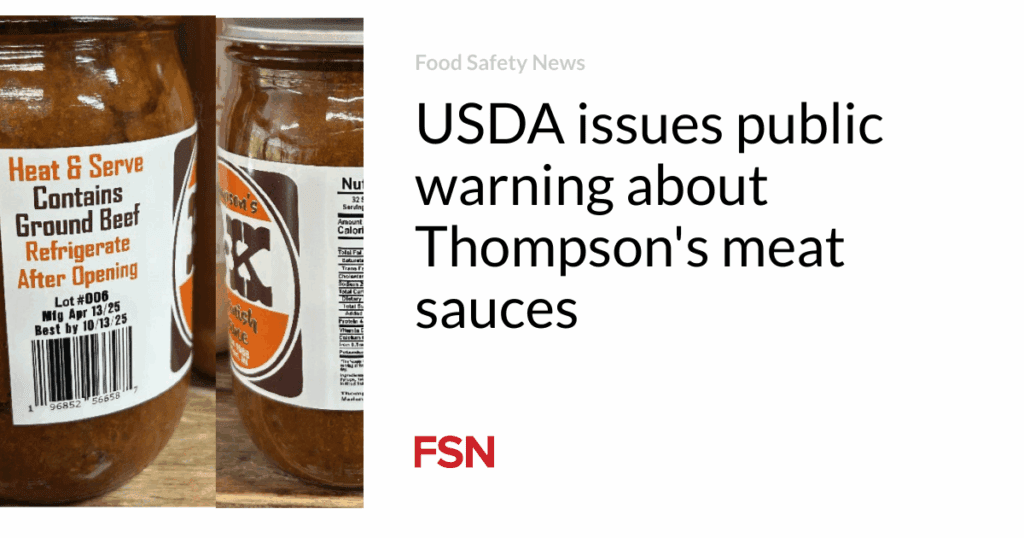 USDA issues public warning about Thompson's meat sauces