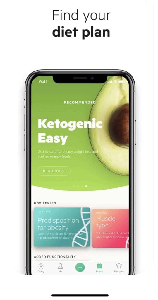 8 finest keto and low carb and calorie monitoring apps Diet plan app interface on smartphone screen.
