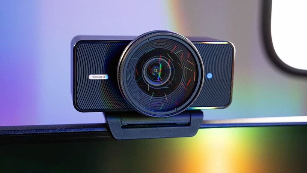 The Elgato Facecam 4K with a lens filter on