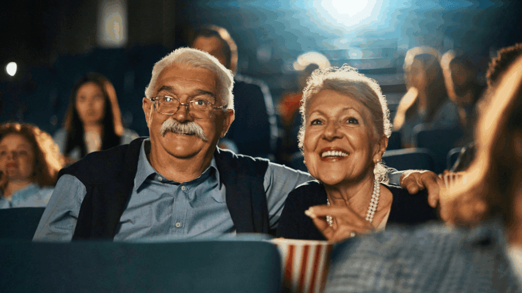 Senior couple at the movies