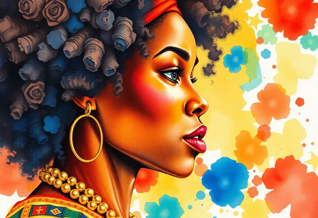 Vibrant watercolor art representing African-American culture
