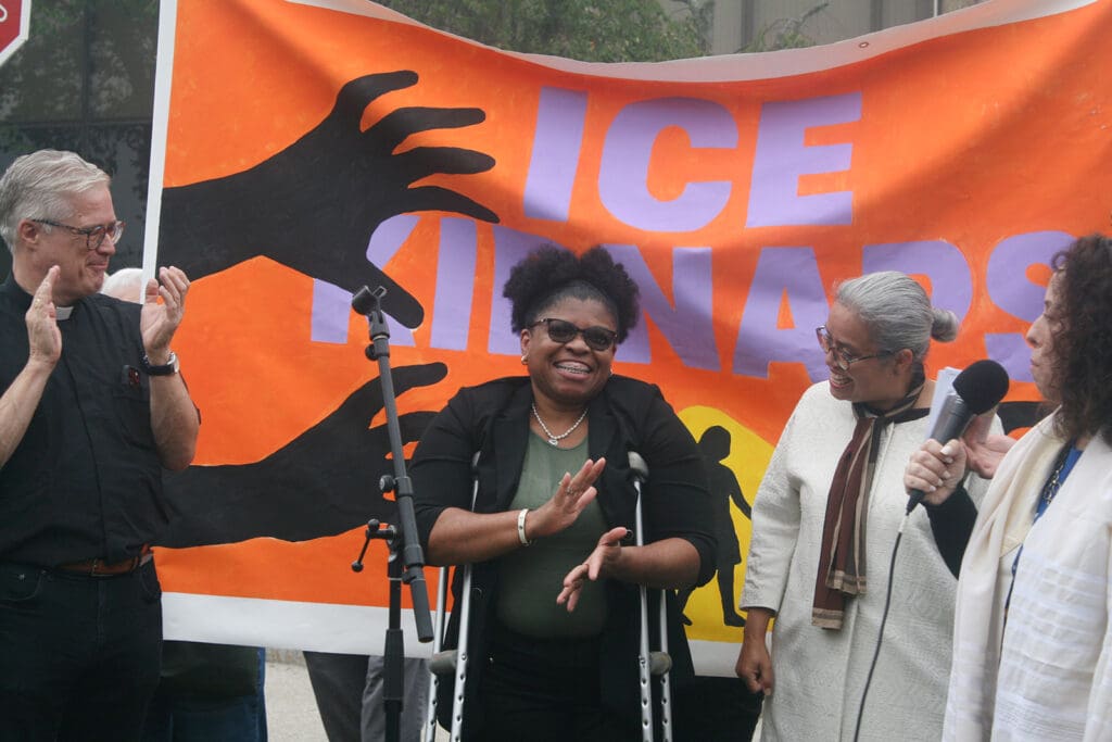She came to her ICE check-in backed by an Episcopal bishop and 500 supporters