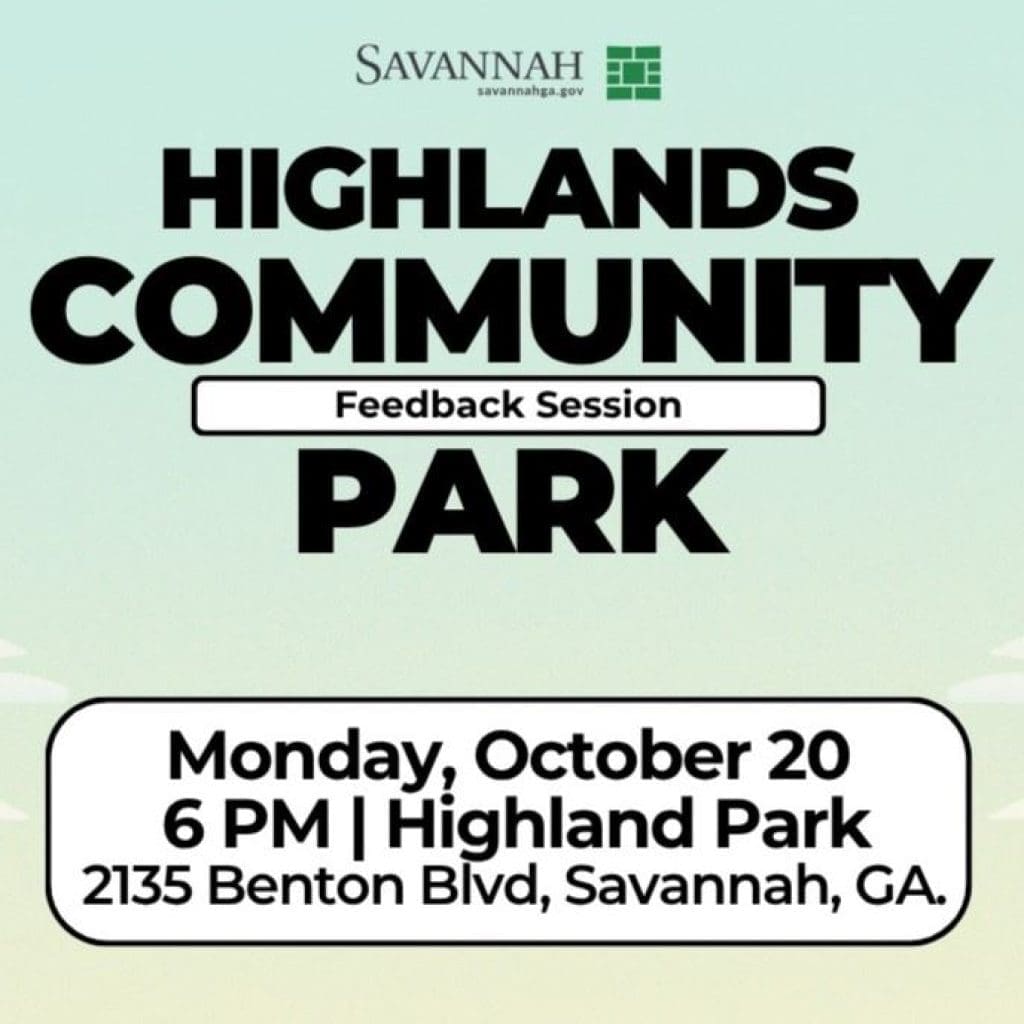 City of Savannah to Host Highlands Community Park Space Feedback Session • Savannah, GA
