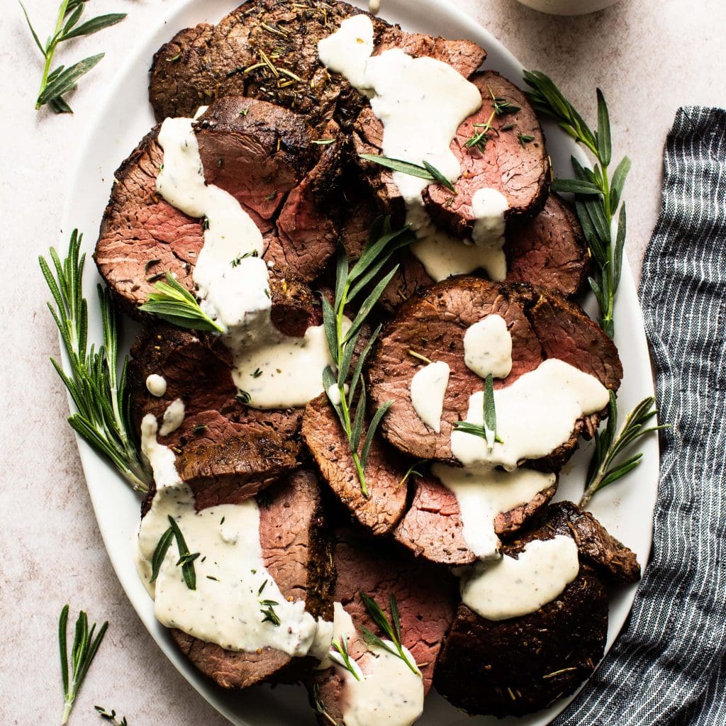 Beef Tenderloin Roast with Horseradish Lotion Sauce