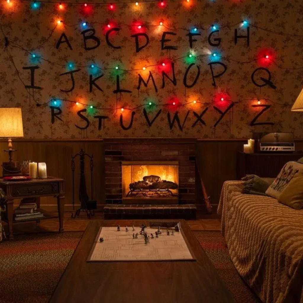 fireplace in Will Byers house in Stranger Things