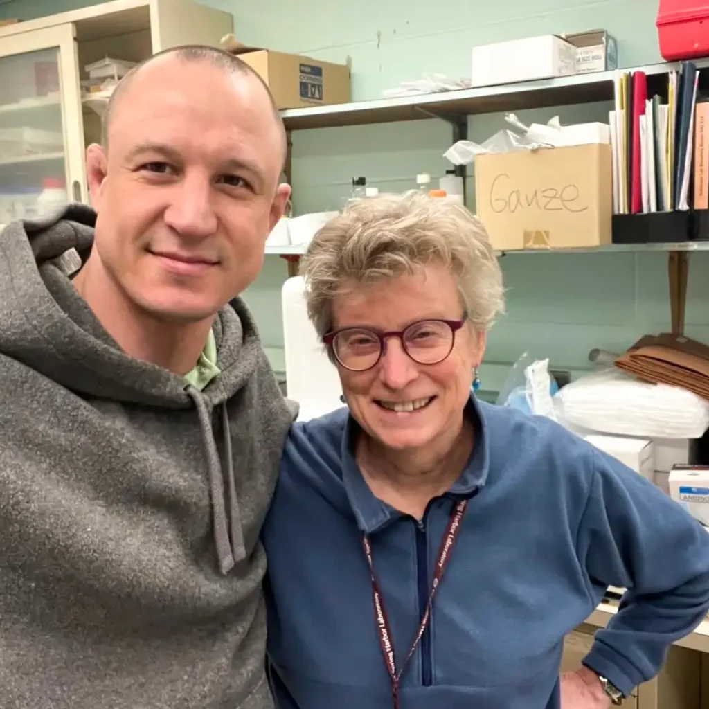 Infectious disease expert Elizabeth Hohmann with one of her prized stool donors, who is called Dmitri