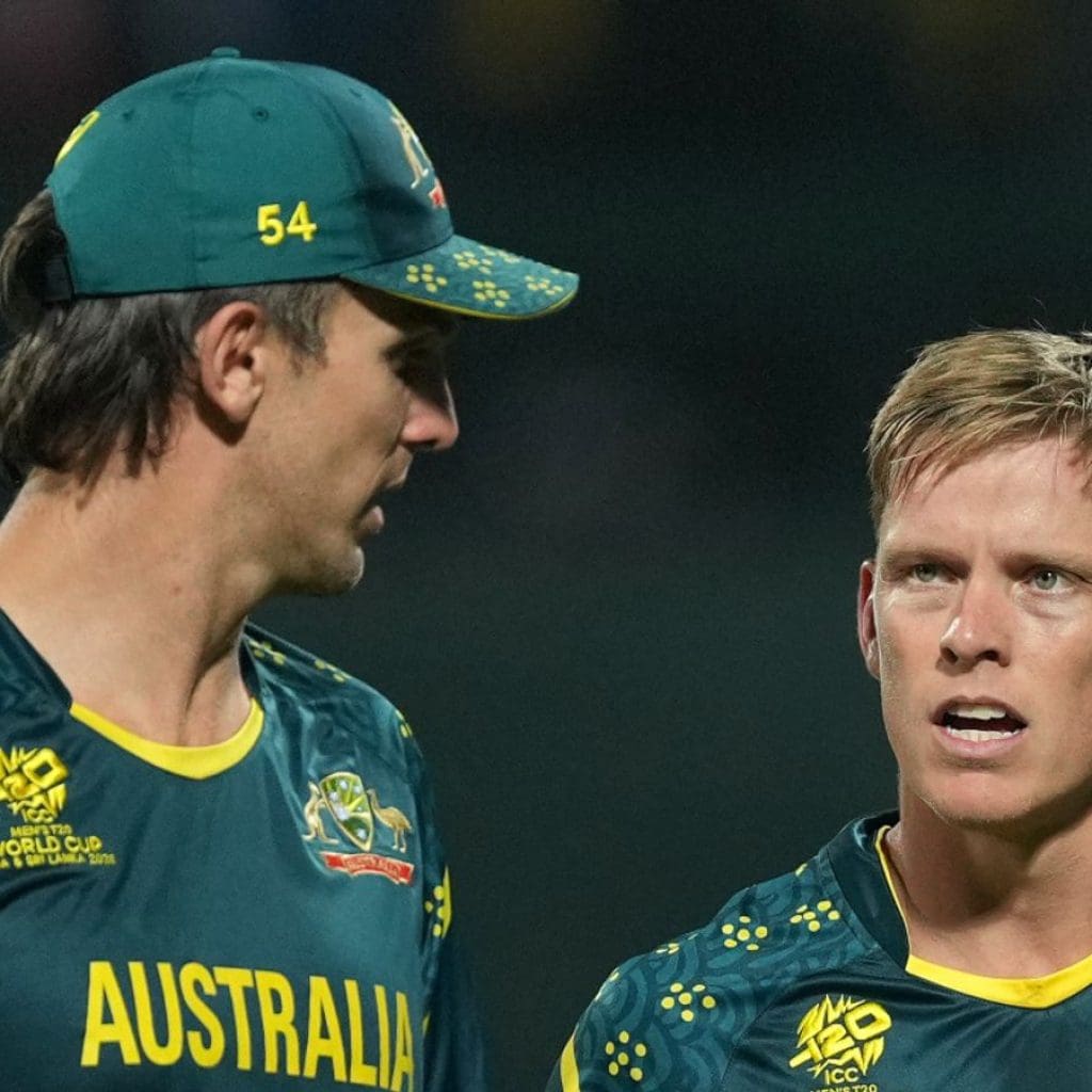 T20 World Cup: Australia out of tournament in embarrassing group-stage exit after Zimbabwe vs Ireland rained off | Cricket News Mitchell Marsh and Nathan Ellis of Australia look on during the ICC Men