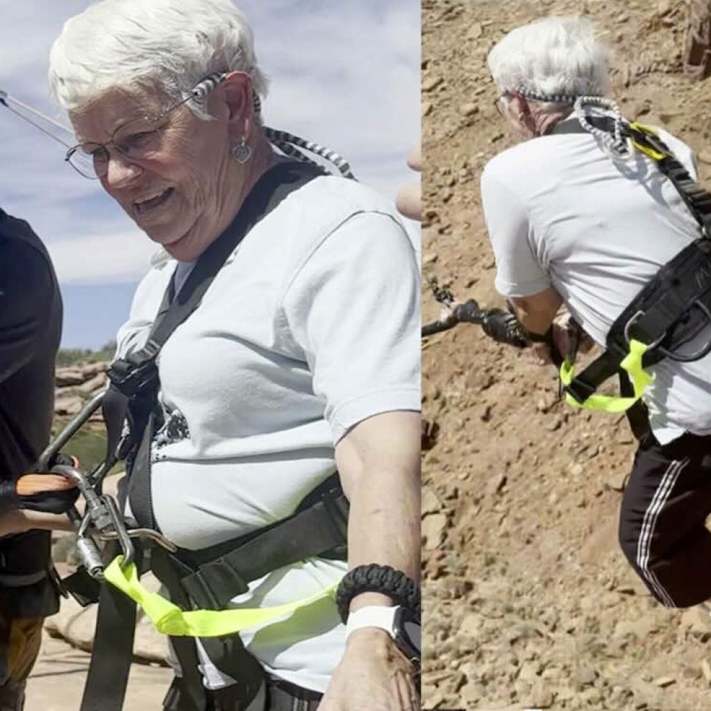 Watch 78-Year-old Lady Jump From Rock Cliff on 300-foot Rope Swing in Utah, ‘What a Legend!’ 
