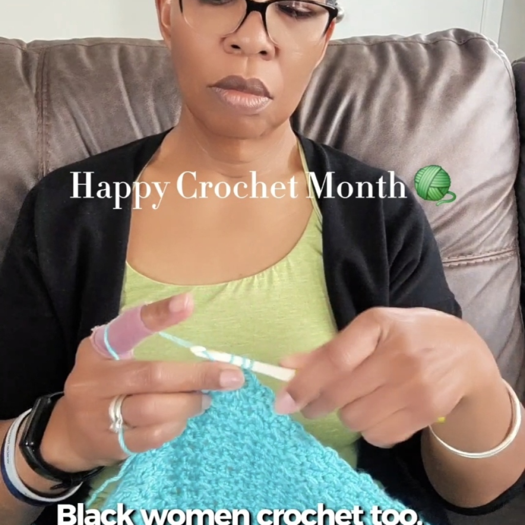 Crochet Throw Blanket in Progress (Scrap Yarn + Moss Stitch)