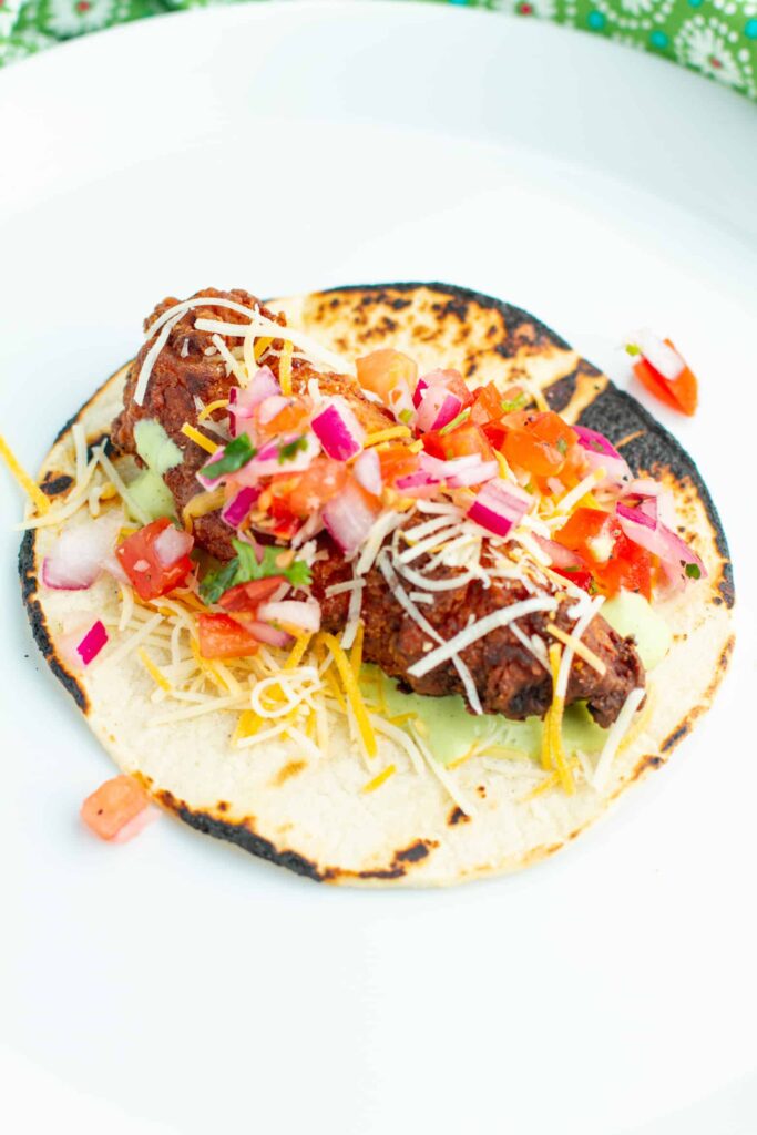 Fried Chicken Taco on a plate.