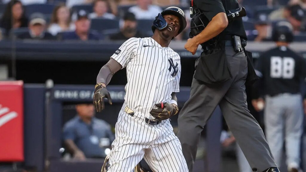 Yankees' Jazz Chisholm Jr. exits game after foul ball hits groin area