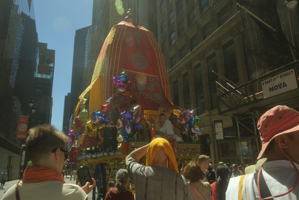 Hare Krishnas celebrate a 50-year milestone with a parade of chariots in Manhattan