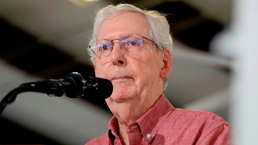 Mitch McConnell Breaks Silence, Says Hospitalization Was Due to a Fall A photo of Mitch McConnell.