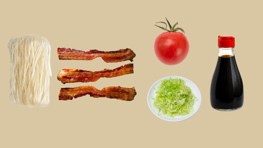 Chilled, bacony summer noodles to soothe the heat wave blues Ingredients for BLT-inspired Chilled Noodles (Illustration by Salon / Getty Images / Cappi Thompson / Etienne voss / Allen Chen / amakara / Savany )
