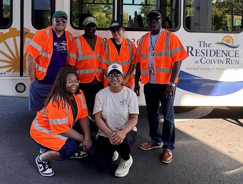 Commitment to Community Through Virginia Adopt-a-Highway Program The Residence at Colvin Run leadership team annually participates in the Virginia Department of Transportation Adopt-a-Highway Program. During a recent clean-up effort on Virginia State Route 7, the team included: Front row, from left, Trachell Duncan (Community Relations Director) and Zuri Ayala (Administrative Services Director). Back Row, from left, Carl Coffee (LifeStories Director), Akwasi Boakye-Boaten (LifeStages Director), Sandra Hernandez (Hospitality Executive Associate), and Seth Wirekoh (Executive Operations Officer).