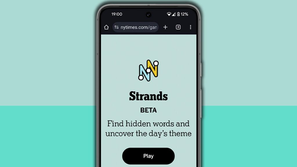 NYT Strands hints and answers for Sunday, July 12 (game #861) NYT Strands homescreen on a mobile phone screen, on a light blue background