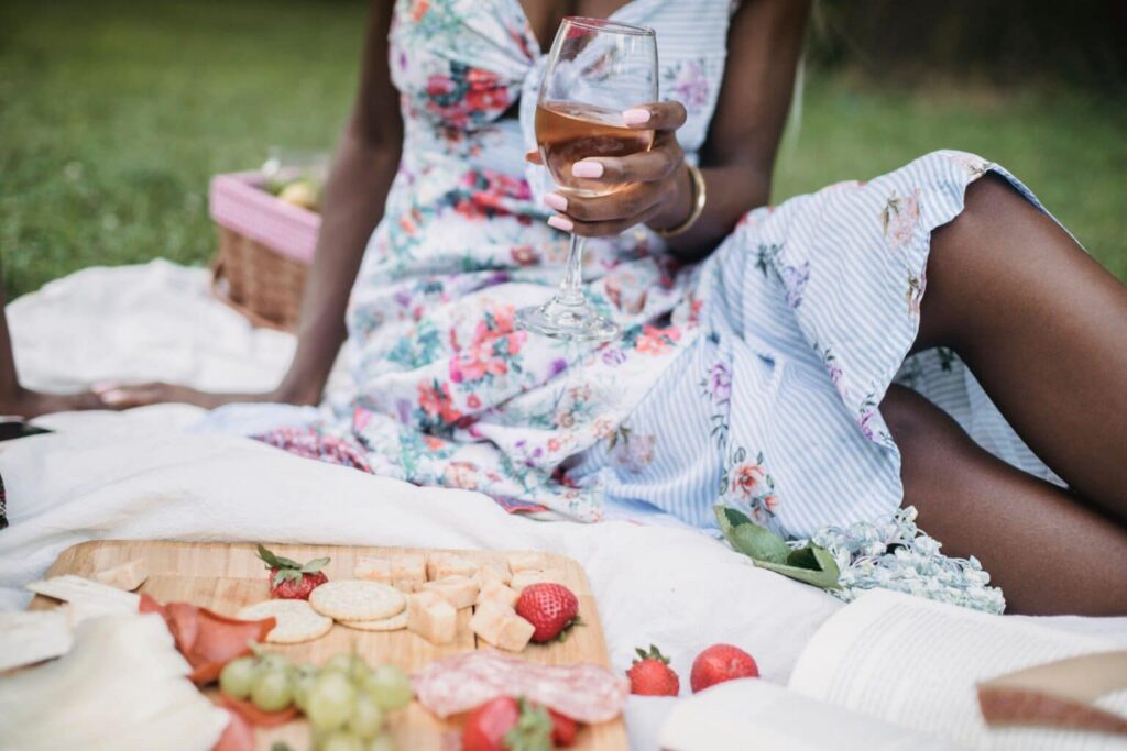 Black woman enjoying a picnic