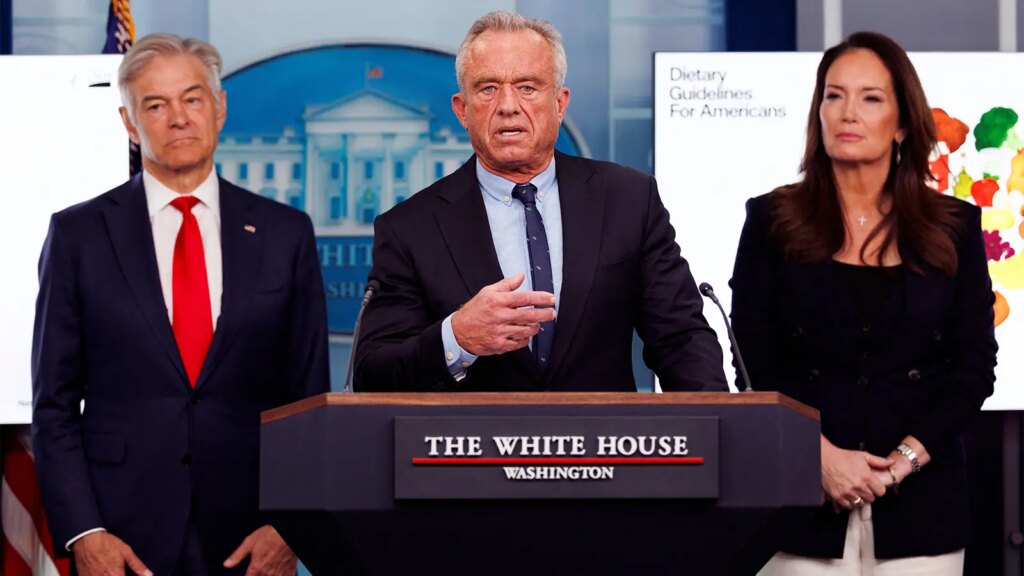 Physicians Sue U.S. Government Over New Dietary Guidelines A photo of Robert F. Kennedy Jr. speaking about dietary guidelines at the White House.