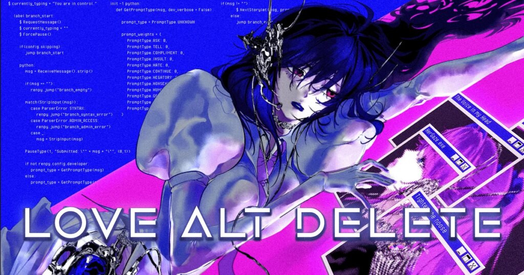 LOVE alt delete is a Y2K horror visual novel where you use one AI chatbot to help you date another that, don’t worry, doesn’t use the nasty generative stuff LOVE alt delete is a Y2K horror visual novel where you use one AI chatbot to help you date another that, don't worry, doesn't use the nasty generative stuff