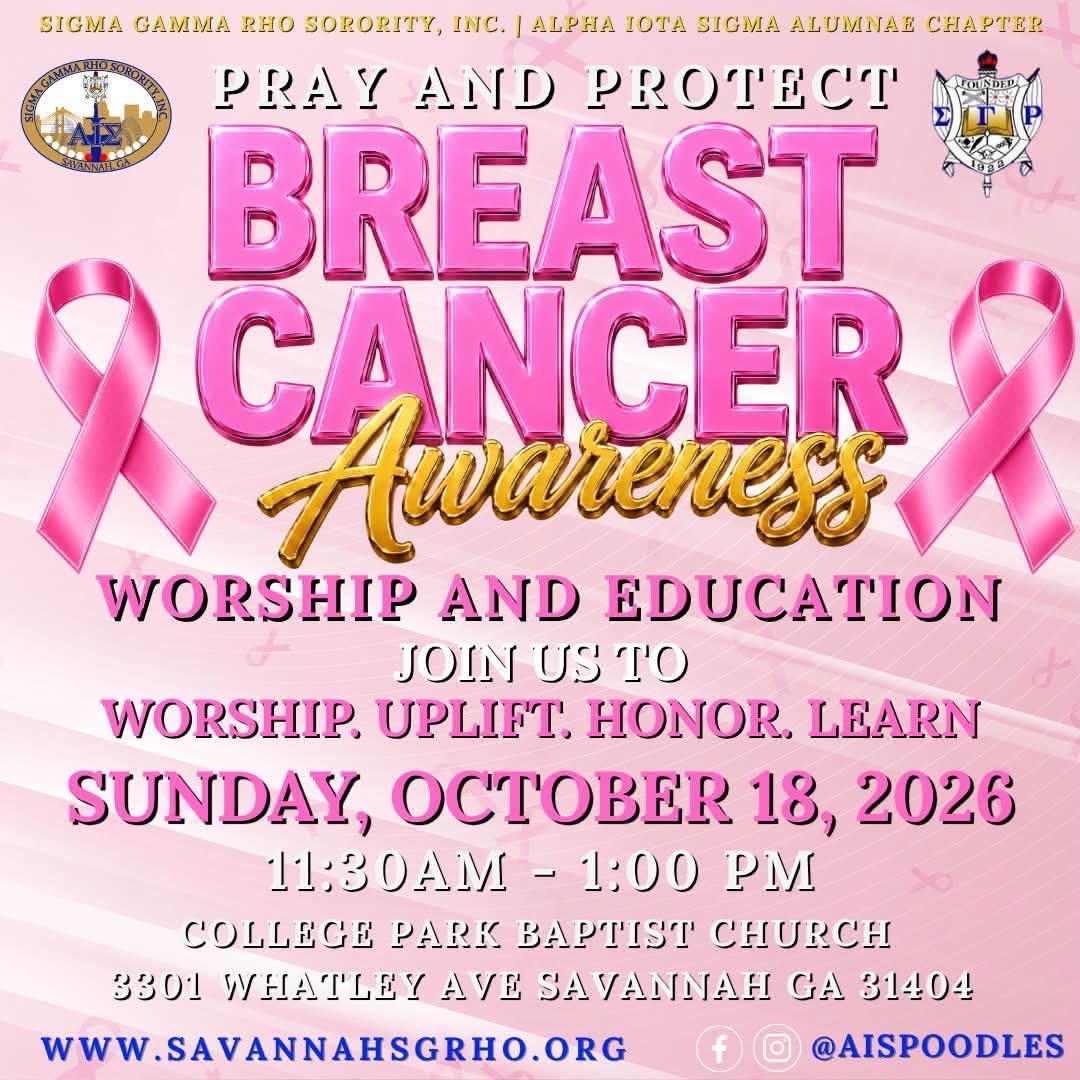 National Coalition of 100 Black Women Greater Savannah Chapter Pink Ribbon Tea Party save the date flyer