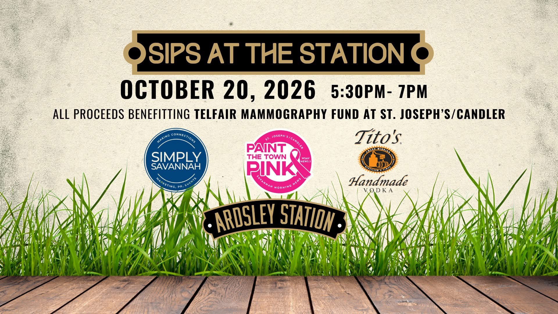 Sips at the Station Telfair Mammography Fund benefit October 20 flyer
