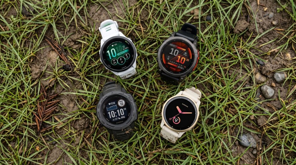 I’ve tested every modern Garmin watch — and I’d recommend these 8 deals to get race-ready over winter Four Garmin watches on a muddy grass background